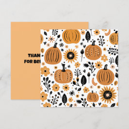 Whimsical pompoen en herfst bloem gepersonaliseerd bedankkaart
