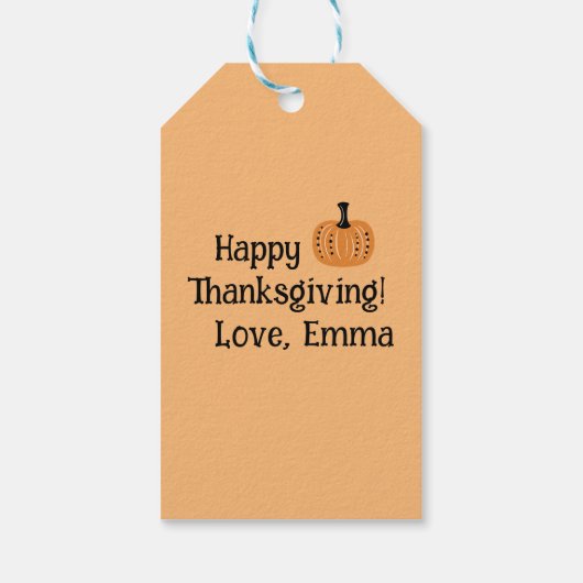 Whimsical pompoen en herfst bloem gepersonaliseerd cadeaulabel (Achterkant)