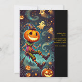 Whimsical pompoen hoofd heks Halloween feest Kaart (Achterkant)