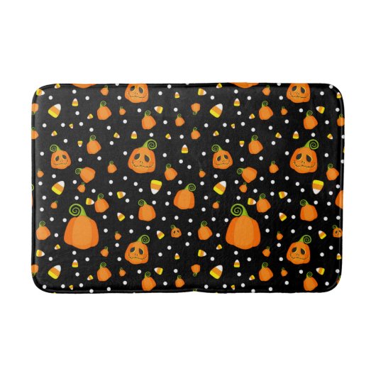 Whimsical Pompoenen & Candy Corn Fun Halloween Badmat (Voorkant)