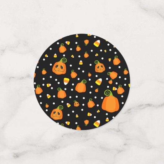 Whimsical Pompoenen & Candy Corn Fun Halloween Confetti (Kleine voorkant)