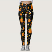 Whimsical Pompoenen & Candy Corn Fun Halloween Leggings (Voorkant)