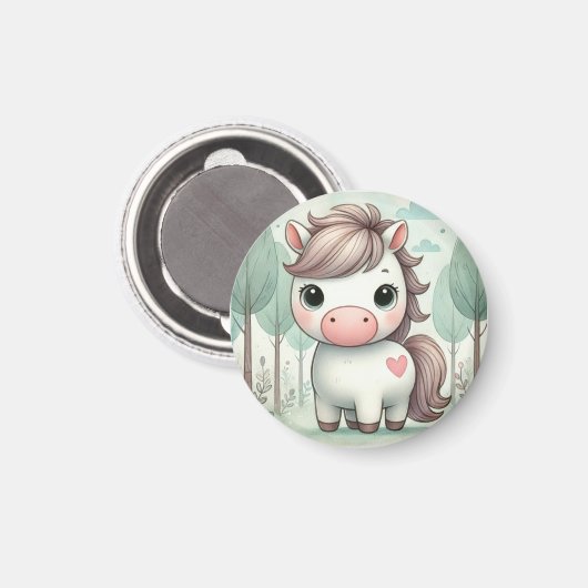 Whimsical Pony in a Pastel Forest Magnet (Voorkant / Achterkant)