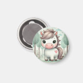 Whimsical Pony in een Pastel Forest Magnet (Voorkant / Achterkant)