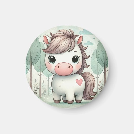 Whimsical Pony in een Pastel Forest Magnet (Voorkant)
