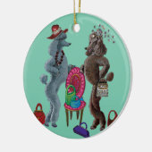 Whimsical Poodle-kerstversiering Keramisch Ornament (Links)