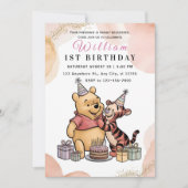 Whimsical Pooh & Friends 1st Birthday Kaart (Voorkant)