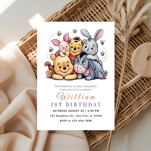 Whimsical Pooh & Friends Birthday Kaart