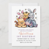 Whimsical Pooh & Friends Birthday Kaart (Voorkant)