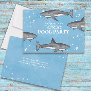 Whimsical Pool Party Ocean Swimming Sharks Kaart