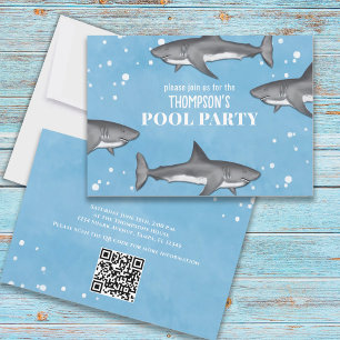 Whimsical Pool Party Ocean Swimming Sharp QR Code Kaart