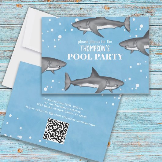 Whimsical Pool Party Ocean Swimming Sharp QR Code Kaart