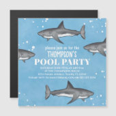 Whimsical Pool Party Sharks Blue Ocean Magnetic (Voorkant / Achterkant)