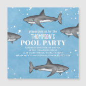 Whimsical Pool Party Sharks Blue Ocean Magnetic (Voorkant)