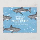 Whimsical Pool Party Sharks QR Code Website Briefkaart (Voorkant)