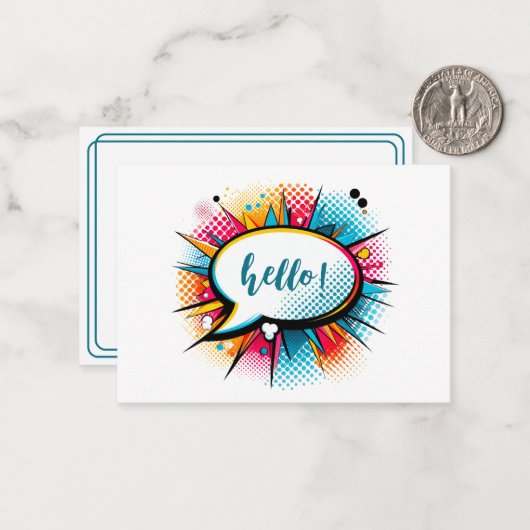 Whimsical Pop Hallo Art " Notitiekaartje (Voorkant / Achterkant in situ)