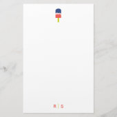 Whimsical Popsicle Coral Gepersonaliseerd Monogram Briefpapier (Voorkant)