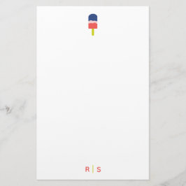 Whimsical Popsicle Coral Gepersonaliseerd Monogram Briefpapier