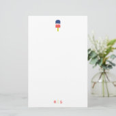 Whimsical Popsicle Coral Gepersonaliseerd Monogram Briefpapier (Staand voorkant)
