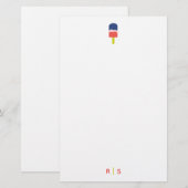 Whimsical Popsicle Coral Gepersonaliseerd Monogram Briefpapier (Voorkant / Achterkant)