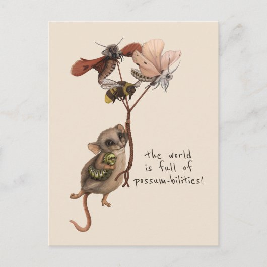 Whimsical Possum en Inspirerend Adventure Quote Briefkaart (Voorkant)