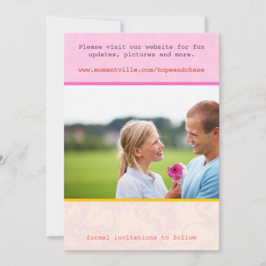 Whimsical Poster Style Photo Weddenschap Save the Save The Date (Voorkant)