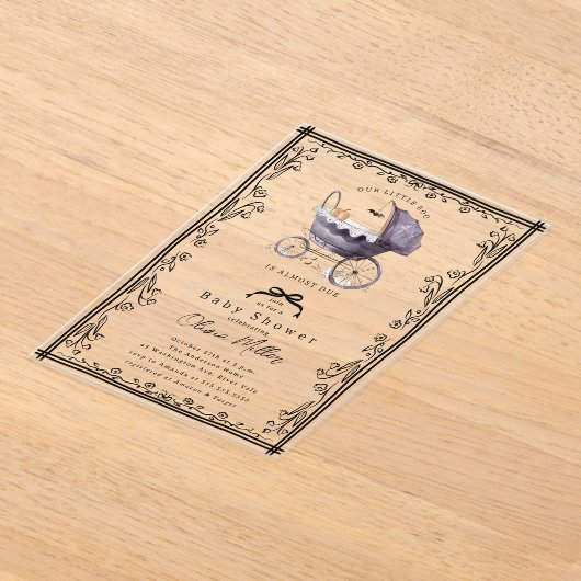 Whimsical Pram Baby shower Invitation Acryl Uitnodigingen (Laagn)
