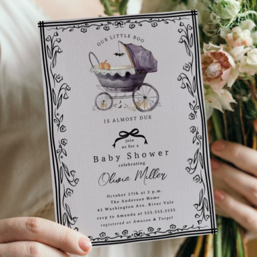Whimsical Pram Baby shower Invitation Kaart