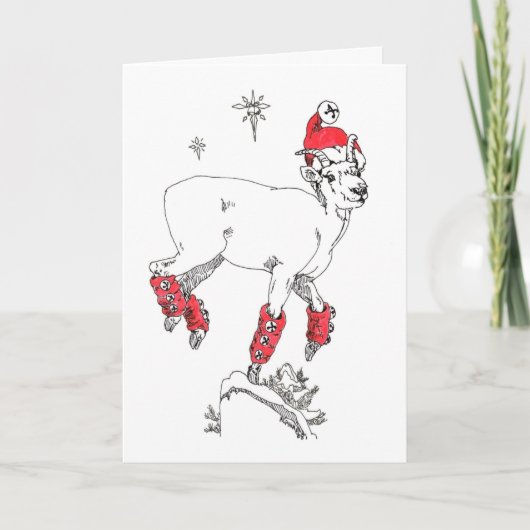 Whimsical Prancing Goat Ewe Bells kerstKaart Feestdagen Kaart (Voorkant)