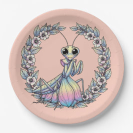 Whimsical Praying Mantis And Mountain Laurel Bloss Papieren Bordje