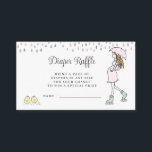 Whimsical Pregnant Mom Baby Shower Diaper Raffle Informatiekaartje<br><div class="desc">Diaper raffle baby shower card featuring a whimsical illustrated scene of a joyful expectant mom strolling through the rain beneath her umbrella while two little chicks gossip nearby. The playful artwork adds charm and personality to a classic baby shower game where guests bring a pack of diapers for a chance...</div>