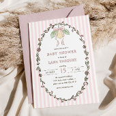 Whimsical Preppy Coquette Pastel Lemon Baby Shower Kaart