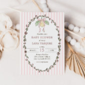 Whimsical Preppy Coquette Pastel Lemon Baby Shower Kaart