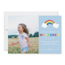 Whimsical Preppy Foto Meisje Rainbow Verjaardagsfe