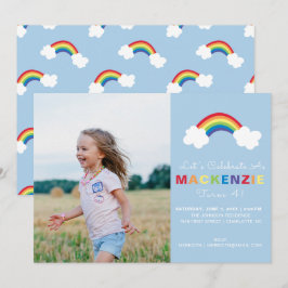 Whimsical Preppy Foto Meisje Rainbow Verjaardagsfe Kaart