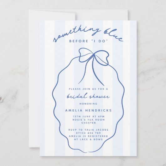 Whimsical Preppy Iets Blauw Vrijgezellenfeest Kaart (Voorkant)