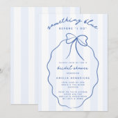 Whimsical Preppy Iets Blauw Vrijgezellenfeest Kaart (Voorkant / Achterkant)