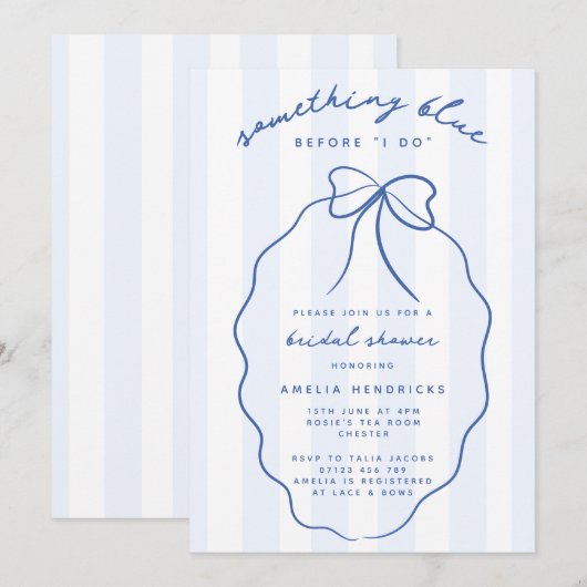 Whimsical Preppy Iets Blauw Vrijgezellenfeest Kaart (Voorkant / Achterkant)