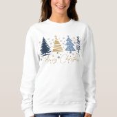 Whimsical Prettig Kerstmis Festieve Bomen Blauw Go Trui (Voorkant)