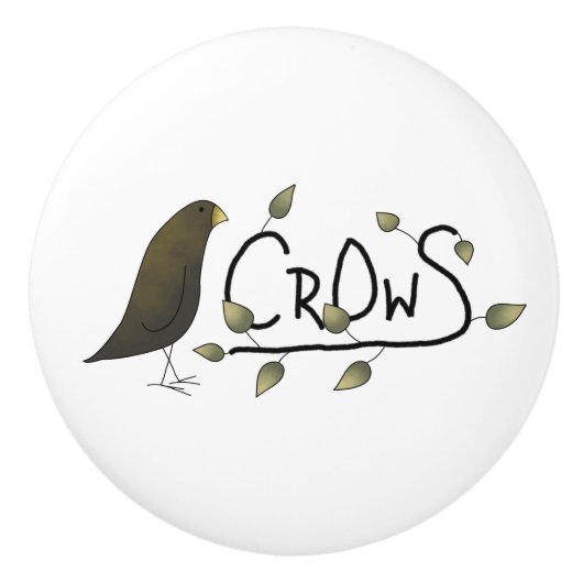 Whimsical Primitive Crow Word Art Drawer Knobs Keramische Knop (Voorkant)
