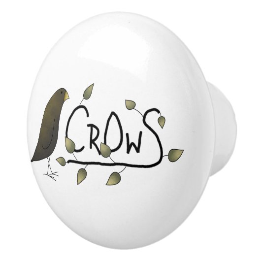 Whimsical Primitive Crow Word Art Drawer Knobs Keramische Knop (Rechts)