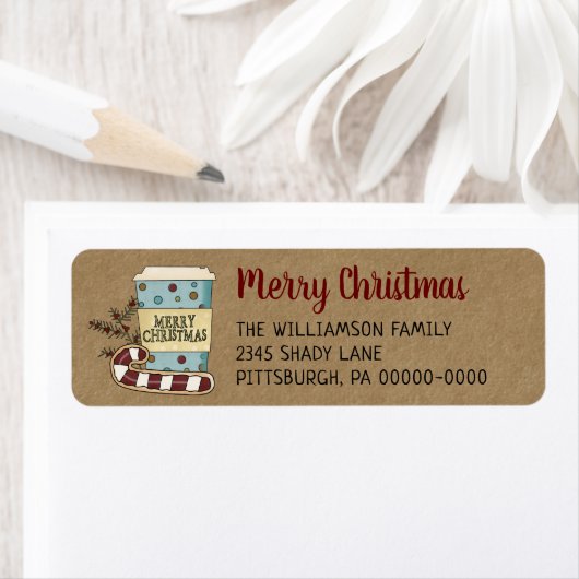 Whimsical Primitive Merry-kerstlabel Etiket (Insitu)