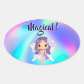 Whimsical Princess Fairy Birthday Ovale Sticker (Voorkant)