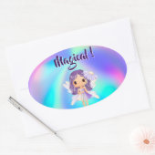 Whimsical Princess Fairy Birthday Ovale Sticker (Envelop)
