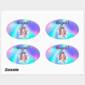 Whimsical Princess Fairy Birthday Ovale Sticker (Vel)