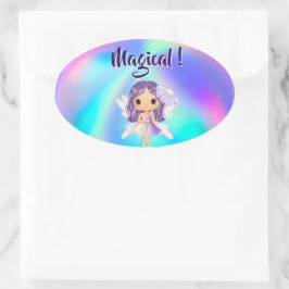 Whimsical Princess Fairy Birthday Ovale Sticker