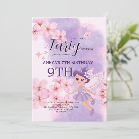 Whimsical Princess Fairy Birthday Party Kaart (Staand voorkant)