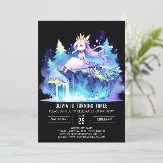 Whimsical Princess Verjaardag Kaart (Staand voorkant)