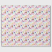 Whimsical Princess Verjaardag Waterverf Patroon Cadeaupapier (Vlak)