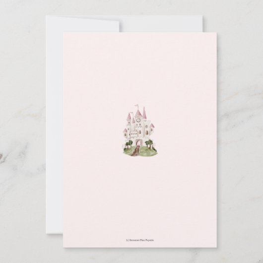 Whimsical Prinses Sprookje Kasteel Roze Verjaardag Kaart (Achterkant)